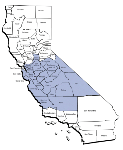 Map of Fresno County Charter SELPA Service Area